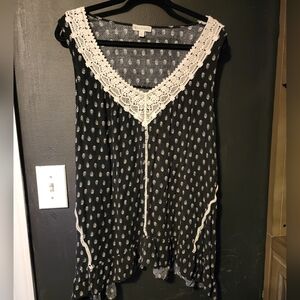 Love on a Hanger Plus Size Flowy Crochet Accent Top 2X